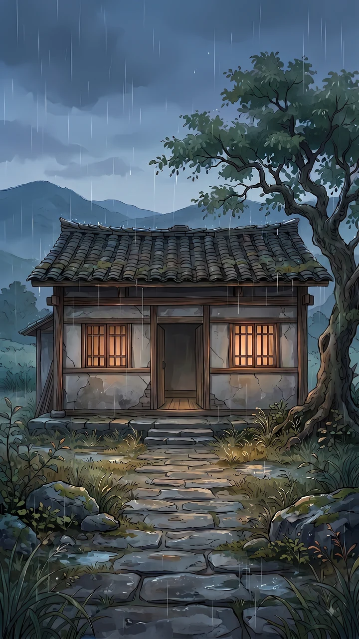 风雨将至,老屋在暮色中准备倒下
