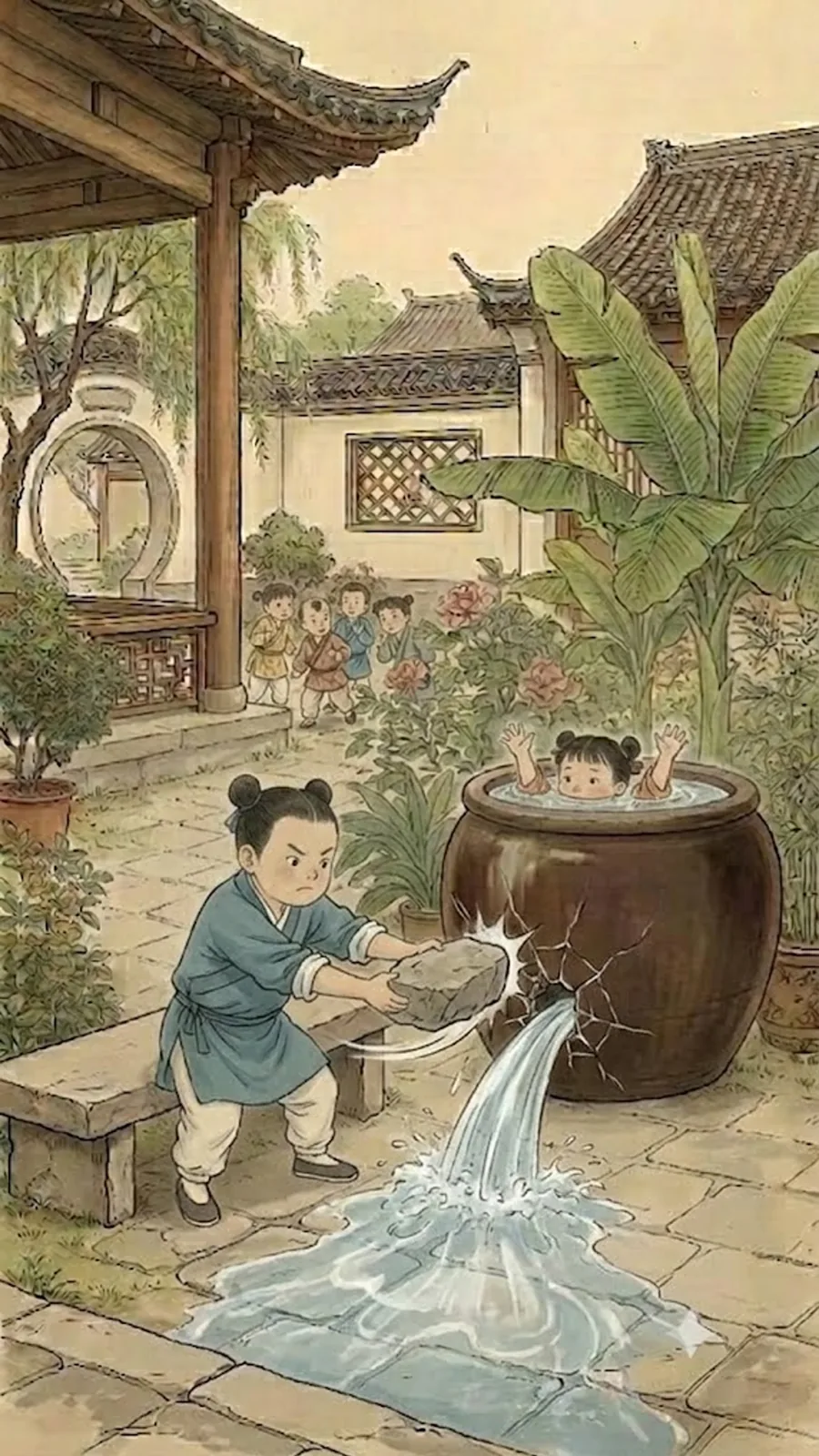 司马光拿石头击破水瓮